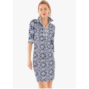 Gretchen Scott Designs Blue and White Midi Dress